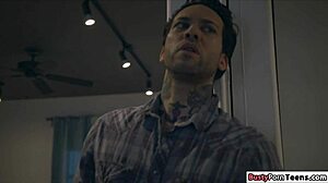 So this petite housesitter is giving a handjob and fingering while riding the big cock in group oral action. She's got small tits and loves voyeur vibes.