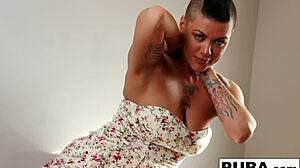 Hot brunette Jezebelle Bond strips and teases solo on cam.