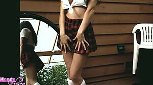 Brunette Goddess Teases with Outdoor Striptease in Public