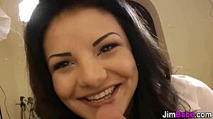 The euro teen 18+ kneels down and GIVES POV HEAD to the old man in high definition british scene.