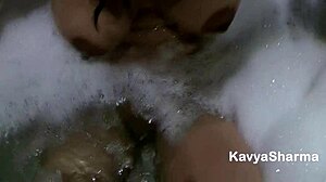 indian gujarati babe kavya relaxes in the bath tub, gently touching herself while chatting in hindi audio