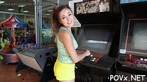 Erected dong easily manages to penetrate bald cunt in rough blowjob scene with shaved teen 18+