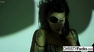 Sexy Christy Mack masturbates her tight wet pussy solo
