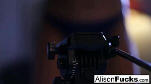 Alison Tyler Strips Out Of Purple Lingerie For Solo Pussy Masturbation!