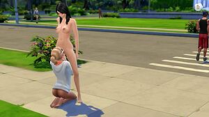 lesbians make nasty things in the street with kissing and masturbation