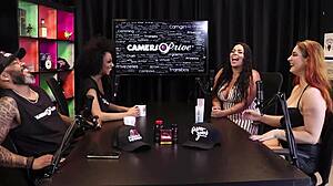 mayze in sheer red lingerie shows off her beautiful body