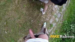 Cute British Chick Chased for Outdoor Adventure.