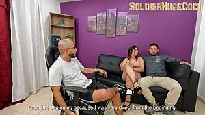 Blonde Big Ass Swinger Couple Interview Ends in Deepthroat Threesome