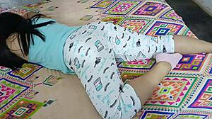 Cute Latina teen takes big cock in tight ass while hiding panties