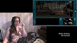 Naked brunette plays royal tower, revealing big ass and natural tits