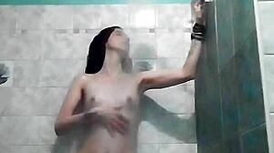 lil miss vixen enjoys a sexy shower with cumshot