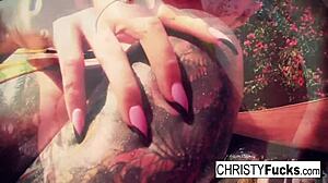 Brunette pornstar Christy Mack teases big tits and pussy in steamy shower solo.