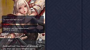 Rin jerks off dick in hentai