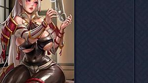 Rin jerks off dick in hentai