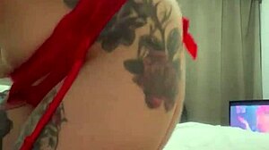 Alina Modelista teases in red lingerie with oil