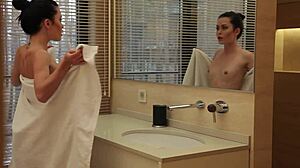 Ukrainian Petite Brunette Amelie B Bathes Wet In Softcore Scene With Small Tits