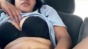 Ebony Masturbation in Car Outdoors