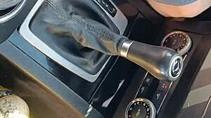 Intriguing Public Scene With Blonde Couple In Car