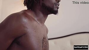 Hot Black Bodybuilder Enjoys Bareback Interracial Sex with European French Guy and Monster Cock