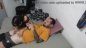 My girlfriend's neighbor was free so I asked for a quick blowjob and she agreed