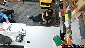 i saw the security guard pound that petite brunette teen's pussy in the office it was so hot