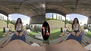 check out this sexy cute latina teen with big tits and hard nipples in outdoor vr 😍