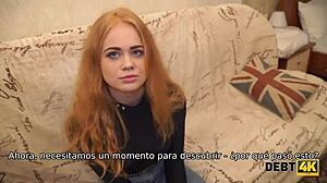 debt4k poor waitress pays debts with rough redhead sex