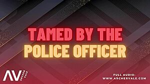 police officer trains slave in chastity cage at work