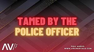 police officer trains slave in chastity cage at work