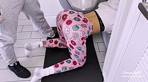 step son fills up step mom with cum while she's stuck in washing machine mishap.