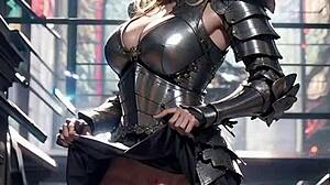 Ai Generated Anime Knight Flashes Pussy in Outdoor Church Cosplay