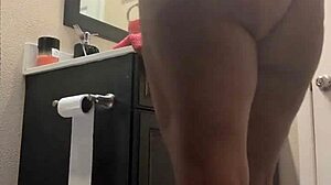 Naejae, nude in the bathroom, grinds her ass on the towel