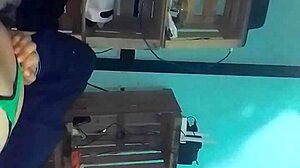 i put on green buccaneers, she sucks my cock, we fuck doggy