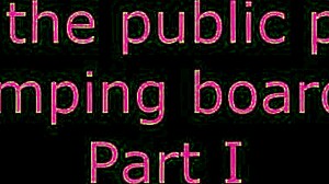 Bold cartoon sex on the jumping board at public swimming pool