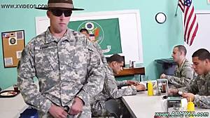 the drill sergeant commands the boy to suck his cock in the barracks after training