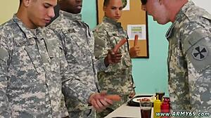 the drill sergeant commands the boy to suck his cock in the barracks after training