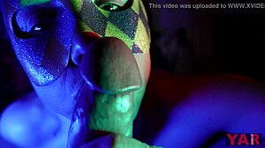 Masked Adult Bites Penis Head and Foreskin During Blowjob Leading to Cum in Mouth