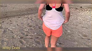 flashing tits at the sunset