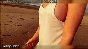 flashing tits at the sunset