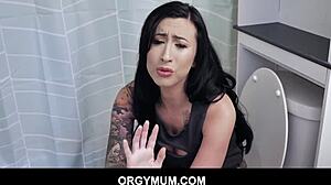Step Son Assists Lily Lane in Bathroom Creampie for Pregnancy.