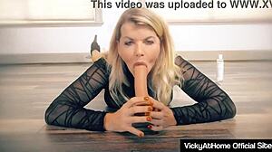Blonde Milf Vicky Vette Teases in Lingerie and Rides Dildo