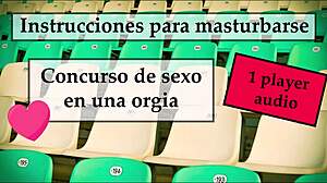 Ladyboy gives joi in femdom contest to cum first