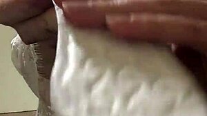 Skinny Babe Strips Pads for Hairy Pussy Piss