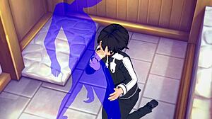 kirito gets blowjob in sword art online yaoi