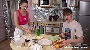 yo, check this homemade bratwurst action in the kitchen with fingering