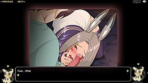 in this hentai game village rhapsody part 3 narrated in spanish, asian ranch girl with big tits gets wild in stable