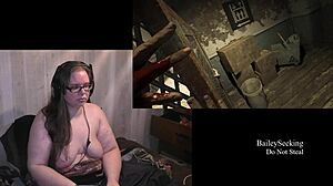 Naked BBW Brunette with Big Tits and Ass Plays Outlast Part 3