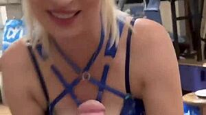 pov blonde milf sloppy deepthroat on knees, wow! 😍