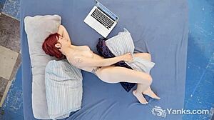 yanks redhead hedera helix masturbates with hairy amateurs style, focusing on toes nipples natural tits