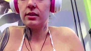 hey i'm all wet at the gym with sexy big natural tits dripping between my legs